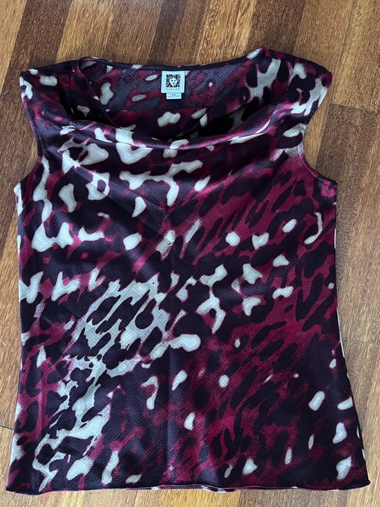 Anne Klein Tops - Anne Klein Red Black Cream Animal Print Sleeveless Top